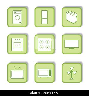 Green sticker with icon 9. Vector Stock Vector