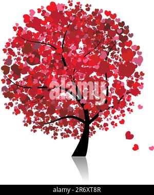 Valentine tree, love, leaf from hearts Stock Vector