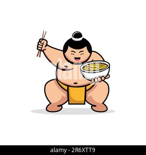 Sumo Eat Ramen Noodle Logo Vector Template Stock Vector