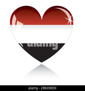 Vector heart with Egypt flag texture isolated on a white background. Stock Vector