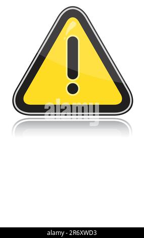 Yellow triangular other dangers warning sign on white background Stock Vector