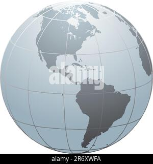 Hand drawn vector globe with South and North America Stock Vector