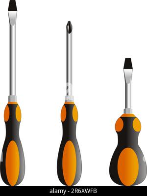 set of Screwdriver. Illustration isolated Stock Vector