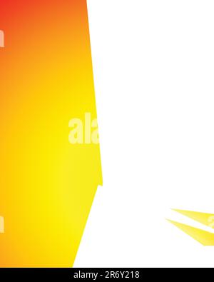 vector sun on yellow background with orange rays Stock Vector