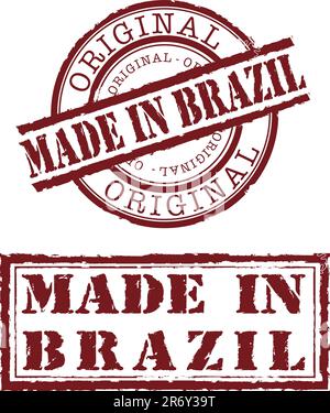 made in brazil stamp with red ink Stock Vector