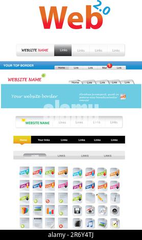 Web 2.0 series - Web navigation bars and icons Stock Vector