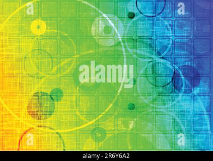 Abstract iridescent background with circles and squares Stock Vector