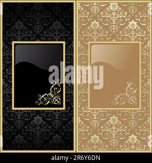 Set from gold frame on the black and beige background Stock Vector