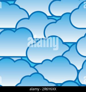 Abstract day clouds background. Seamless pattern. White - blue palette. Vector illustration. Stock Vector