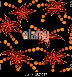 Abstract flame-flowers background. Seamless pattern. Vector illustration. Stock Vector