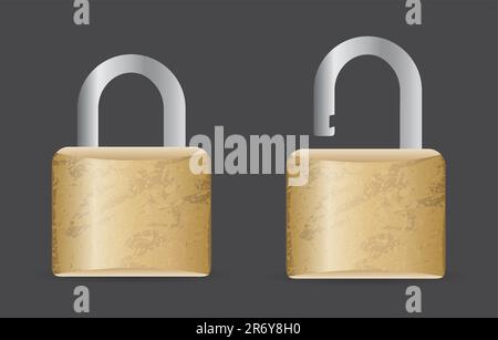 Vector illustrations of Locked and unlocked icons Stock Vector