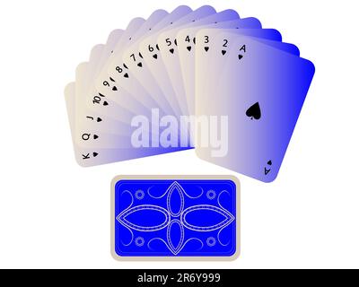 spades cards fan with deck  isolated on white background, abstract vector art illustration Stock Vector
