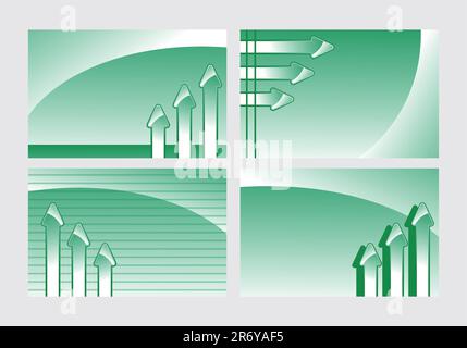 green business card templates with arrows Stock Vector