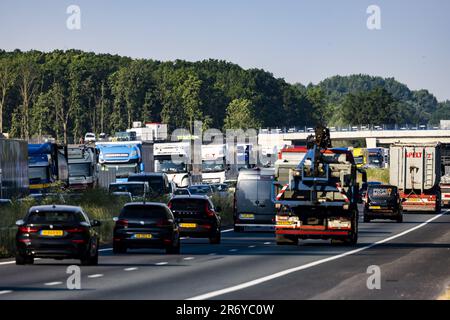 DORDRECHT Traffic jam on the A17. Motorists are diverted via the