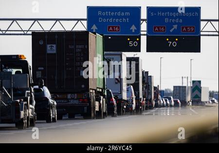 DORDRECHT Traffic jam on the A17. Motorists are diverted via the