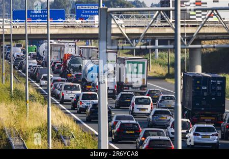 Traffic jam on the A16. Motorists are diverted via the A16 due to the