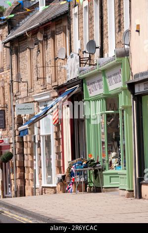 Shops on Main Street, Haltwhistle, Northumberland Stock Photo
