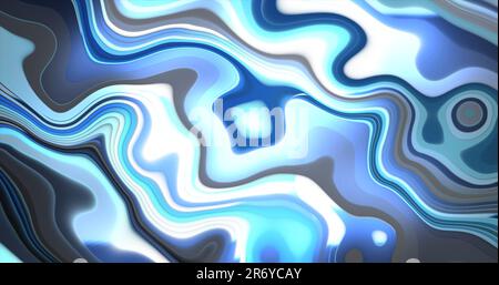 Abstract blue liquid epoxy acrylic resin swirling twisted lines abstract background. Stock Photo