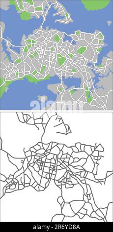 Illustration city map of Auckland in vector. Stock Vector