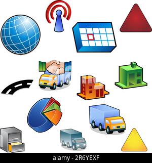An image of a Traffic Icon Set. Stock Vector