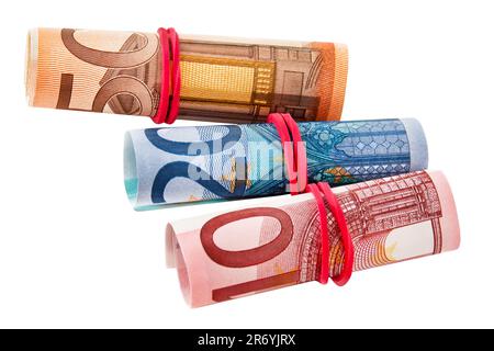 Euro banknotes isolated on white background Stock Photo