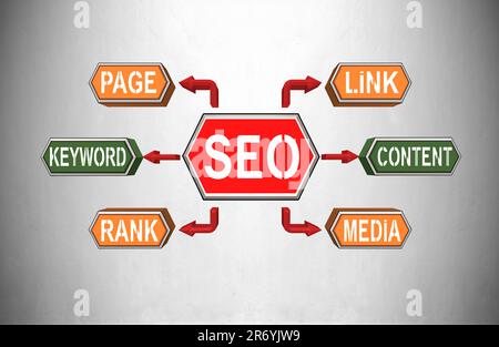 SEO, Search Engine Optimization concept, 3d render Stock Photo