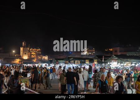 Night time in Jemaa el-Fnaa square. Stock Photo