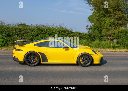 2021 Yellow Porsche 911 Gt3 T 510 Start/Stop Car Coupe Petrol  3996 cc; Classic & Performance Motor Show at Hoghton Tower; Supercar Showtime June 2023 Stock Photo