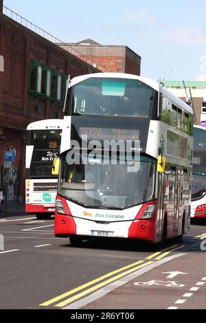 Bus Eireann in city centre of Cork City, County Cork, Ireland Stock Photo