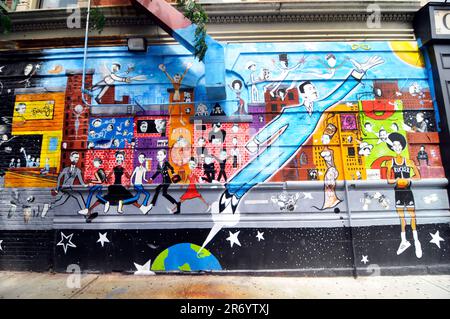 Colorful wall murals in Harlem, Manhattan, New York City, USA. Stock Photo