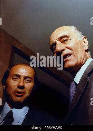 Photo Repertoire, Italy. 30th June, 2023. **SPECIAL FEE** **SPECIAL FEE** INDRO MONTANELLI WITH SILVIO BERLUSCONI (MILAN - 10-10-1979, Annibale/GIACOMINOFOTO) ps the photo can be used in respect of the context in which it was taken, and without intent defamatory of the decorum of the persons represented Editorial Usage Only Credit: Independent Photo Agency/Alamy Live News Stock Photo
