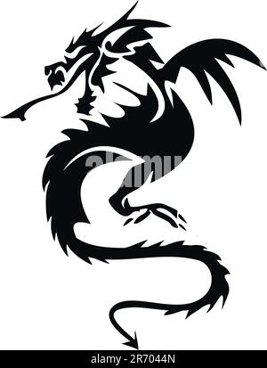 black dragoon on white background Stock Vector