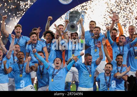 Istanbul. 11th June, 2023. Riyad Mahrez of Manchester City kisses