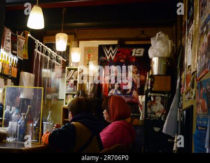A vibrant bar in the Golden Gai bar area in Kabukicho, Shinjuku, Tokyo, Japan. Stock Photo