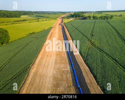 10th June 2023 Anglian waters  Strategic Pipeline Alliance (SPA) running across farmland in Lincolnshire The Strategic Pipeline Alliance (SPA) will be a multi-million-pound investment, once complete, the new network will be longer than any UK motorway Stock Photo