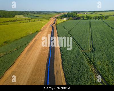 10th June 2023 Anglian waters  Strategic Pipeline Alliance (SPA) running across farmland in Lincolnshire The Strategic Pipeline Alliance (SPA) will be a multi-million-pound investment, once complete, the new network will be longer than any UK motorway Stock Photo