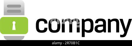 Digital document protection logo for security industry. Stock Vector