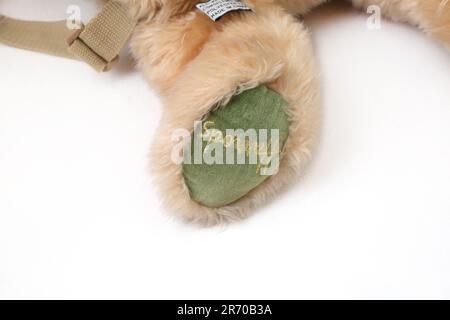 Harrod's Teddy Bear Rucksack Close up of Foot Stock Photo