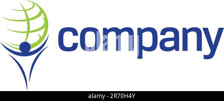 Atlas supporting green World as logo for strong company. Stock Vector