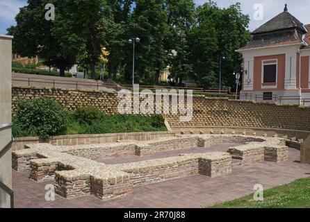 Pecs, Hungary - Jun 11, 2023: A walking in the center of Pecs city in southwestern Hungary in a sunny spring day. Selective focus Stock Photo