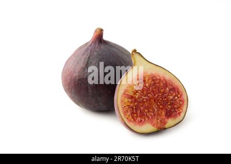Fresh ripe figs isolated on white background. Top view. Stock Photo