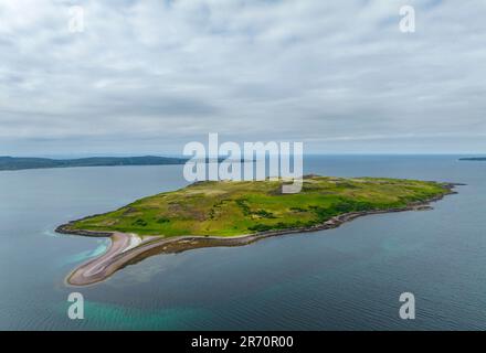 Aerial view of Gruinard Island on Gruinard Bay in Wester Ross, Scotland, UK Stock Photo