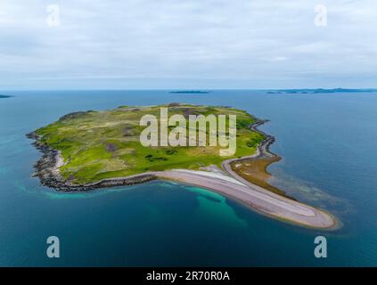 Aerial view of Gruinard Island on Gruinard Bay in Wester Ross, Scotland, UK Stock Photo