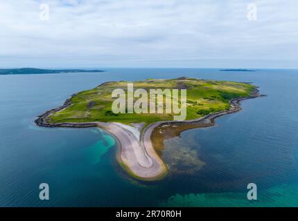 Aerial view of Gruinard Island on Gruinard Bay in Wester Ross, Scotland, UK Stock Photo