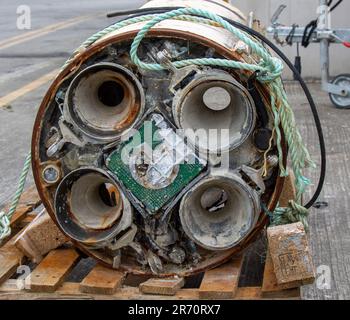 Salvaged Used Rocket motor Stock Photo