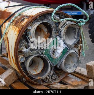 Salvaged Used Rocket motor Stock Photo