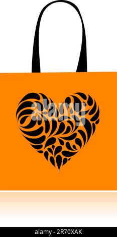 Shopping bag design, floral heart shape Stock Vector