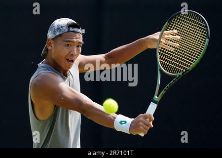 Li Tu in action against Rio Noguchi (not pictured) during day one of the Rothesay Open 2023 at the Nottingham Tennis Centre. Picture date: Monday June 12, 2023. Stock Photo