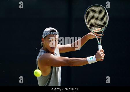 Li Tu in action against Rio Noguchi (not pictured) during day one of the Rothesay Open 2023 at the Nottingham Tennis Centre. Picture date: Monday June 12, 2023. Stock Photo