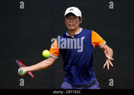 Rio Noguchi in action against Li Tu (not pictured) during day one of the Rothesay Open 2023 at the Nottingham Tennis Centre. Picture date: Monday June 12, 2023. Stock Photo